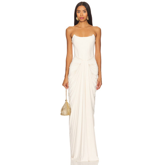 Stylish Hot sale Custom Logo Off shoulder Sleeveless Sexy Elegant Woman's Long Dress
