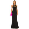 Sexy Transformable Straps Backless Black Plain Knit Pique Fabric Maxi Dress for Ladies