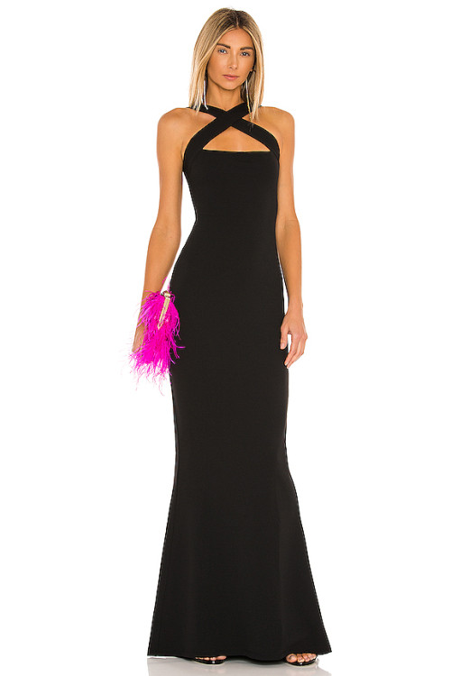 Sexy Transformable Straps Backless Black Plain Knit Pique Fabric Maxi Dress for Ladies