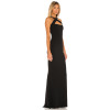 Sexy Transformable Straps Backless Black Plain Knit Pique Fabric Maxi Dress for Ladies