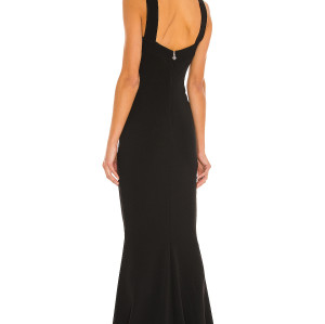 Sexy Transformable Straps Backless Black Plain Knit Pique Fabric Maxi Dress for Ladies