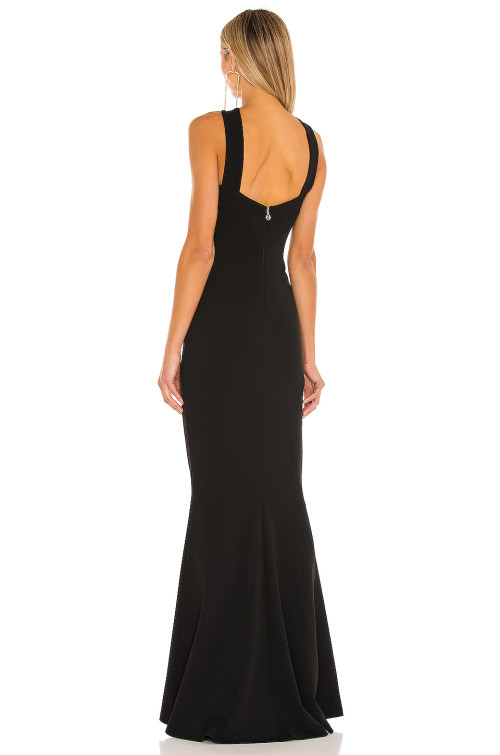 Sexy Transformable Straps Backless Black Plain Knit Pique Fabric Maxi Dress for Ladies