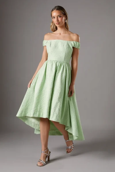 Elegant Off Shoulder High Tight Waist Solid Color High-Low Hemline Fashion Casual Dress