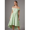 Elegant Off Shoulder High Tight Waist Solid Color High-Low Hemline Fashion Casual Dress