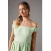 Elegant Off Shoulder High Tight Waist Solid Color High-Low Hemline Fashion Casual Dress