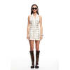 New Design High quality Sexy Halter neckline Lace Trim Backless Woman's Mini Dress