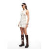 New Design High quality Sexy Halter neckline Lace Trim Backless Woman's Mini Dress
