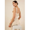 Elegant Square Neckline Wide Shoulder Straps Adjustable Belted Waist Casual Dress
