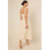 Elegant Square Neckline Wide Shoulder Straps Adjustable Belted Waist Casual Dress
