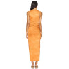 Cinnamon Off the Shoulder Ruched Neckline Side Gold-Toned Ring High Hem Slits Midi Dress