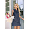 Women's Fashion  Spread Collar  Sleeveless Slim Button-Front Solid Color Casual Dress