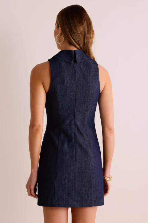 Women's Fashion  Spread Collar  Sleeveless Slim Button-Front Solid Color Casual Dress