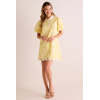 Customized High Quality Spread Collar Button Placket  Puff Sleeve Lace Embroidered Dress