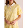 Customized High Quality Spread Collar Button Placket Puff Sleeve Lace Embroidered Dress