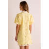 Customized High Quality Spread Collar Button Placket  Puff Sleeve Lace Embroidered Dress