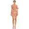 Hot Sale Off the Shoulder Ruffled Neckline Floral Embroidered Lightweight Chiffon Women Dress
