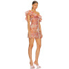 Hot Sale Off the Shoulder Ruffled Neckline Floral Embroidered Lightweight Chiffon Women Dress