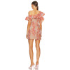 Hot Sale Off the Shoulder Ruffled Neckline Floral Embroidered Lightweight Chiffon Women Dress