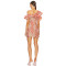 Hot Sale Off the Shoulder Ruffled Neckline Floral Embroidered Lightweight Chiffon Women Dress