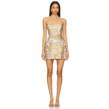 2025 Fahionable Vintage Style Floral Embroidered Strapless Slim Fit Mini Dress