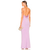Fashionable Elegant Lace Trim Decorating the Cowl Neck Back Ladies' Long Dress