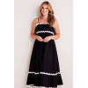 Elegant Camisole Ruffled Tight Waist Black And White Open Back A-Line Silhouette Dress