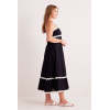 Elegant Camisole Ruffled Tight Waist Black And White Open Back A-Line Silhouette Dress