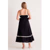 Elegant Camisole Ruffled Tight Waist Black And White Open Back A-Line Silhouette  Dress