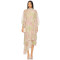 Elegant Floral Chiffon Fabric High Neck Lantern Sleeve Ruffled Asymmetric Long Dress