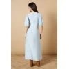 Women's Fashion Round Neckline Short Puff Shoulder Ruffle Tight Waist Casual Dress