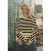 Customized New Classic Chic Casual Striped Slight V neck Soft Stretchy Woman's Blouse
