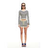 Customized New Classic Chic Casual Striped Slight V neck Soft Stretchy Woman's Blouse
