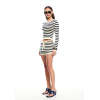 Customized New Classic Chic Casual Striped Slight V neck Soft Stretchy Woman's Blouse
