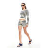 Customized New Classic Chic Casual Striped Slight V neck Soft Stretchy Woman's Blouse