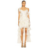 Romantic Floral Print Asymmetrical Off the Shoulder Tiered Design Camisole Dress