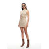 Exquisite 2025 New style Custom Logo Boat neckline Woman's Sleeveless Womna's Mini Dress