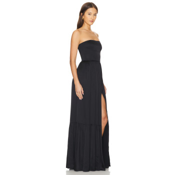 Hot Sale Sexy Black Strapless Off the Shoulder Backless High Waisted Split Hem Long Dress