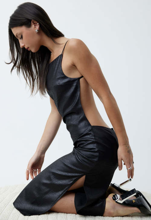 Customized High quality Camisole Sleeveless Backless Side split Woman's Midi Dress