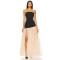 2025 Fashionable Elegant Sexy Strapless Backless Black Top Beige High Slit Tulle Long Dress