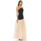 2025 Fashionable Elegant Sexy Strapless Backless Black Top Beige High Slit Tulle Long Dress