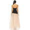 2025 Fashionable Elegant Sexy Strapless Backless Black Top Beige High Slit Tulle Long Dress