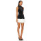 Black Velvet Stand Collar Sleeveless Top Gold Buttons Paired White Ruffled Chiffon Mini Skirt