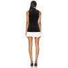 Black Velvet Stand Collar Sleeveless Top Gold Buttons Paired White Ruffled Chiffon Mini Skirt