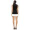 Black Velvet Stand Collar Sleeveless Top Gold Buttons Paired White Ruffled Chiffon Mini Skirt