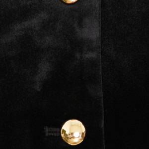 Black Velvet Stand Collar Sleeveless Top Gold Buttons Paired White Ruffled Chiffon Mini Skirt