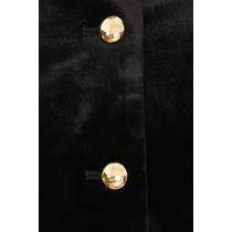 Black Velvet Stand Collar Sleeveless Top Gold Buttons Paired White Ruffled Chiffon Mini Skirt