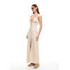 Fashionable Stylish 2025 New Design High Slim Button trims quality V neck Woman's Long Dress