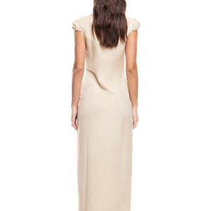 Fashionable Stylish 2025 New Design High Slim Button trims quality V neck Woman's Long Dress