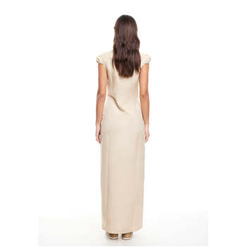 Fashionable Stylish 2025 New Design High Slim Button trims quality V neck Woman's Long Dress