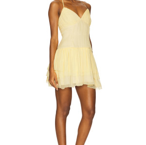 Elegant Women V-neck Halter Neckline Open Back Slim Solid Color Casual Mini Dress